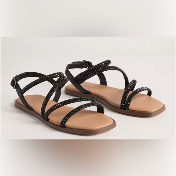 Torrid Black‎ Rhinestone Embellished Gladiator Sandal Size 9.5WW NWT - Picture 1 of 5